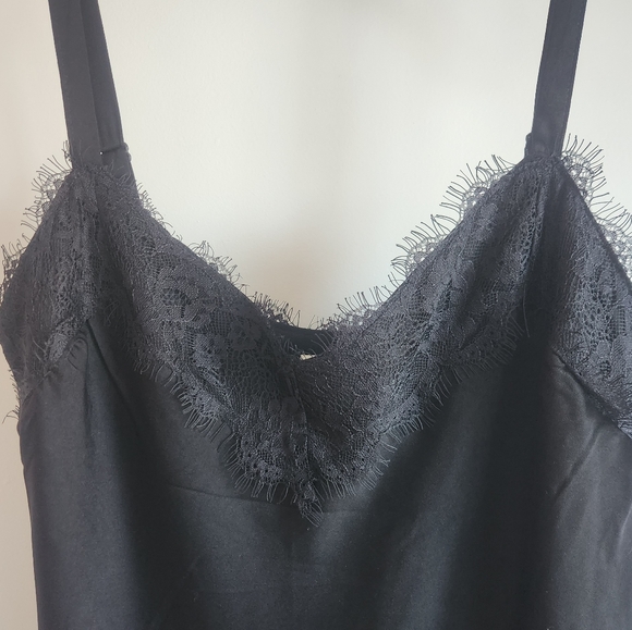 Rebecca Minkoff Black Lace Trim Midi Slip Dress Size M & S NWOT - Picture 12 of 16